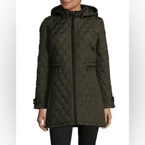Weatherproof Quilted Stand Collar Coat-Leaf-Small